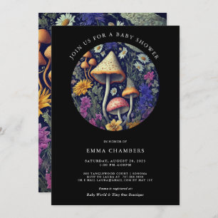 Convites Chá de fraldas De Cogumelos De Madeira Cantada