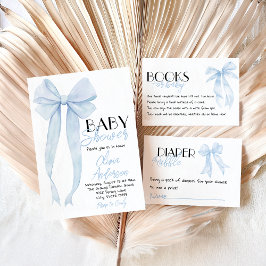 Convites Chá de fraldas de coquete de desenho de Arco azul
