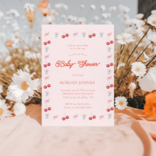 Convites Chá de fraldas de coquete rosa Berry Sweet