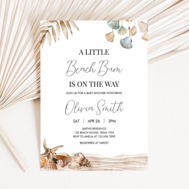 Convites Chá de fraldas de Corais de Oceano Praia (Beach Bum Ocean Tropical Corals Baby Shower Invitation)
