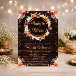 Convites Chá de fraldas de coroa vermelha e laranja