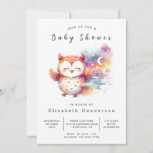 Convites Chá de fraldas de Coruja Personalizada Boho