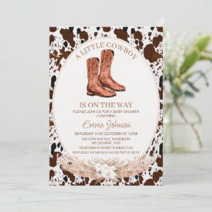 Convites Chá de fraldas de cowhide Boots Floral Boots Cowbo