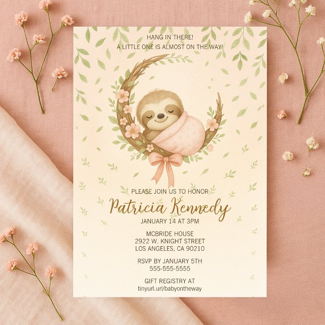 Convites Chá de fraldas de Cozy Sloth Woodland (Mom-to-be Cozy Sloth Woodland Baby Shower Invitation
)