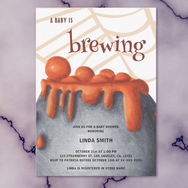 Convites Chá de fraldas De Criação De Bebê De Bruxa Laranja (Criador carregado)