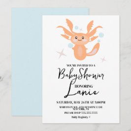 Convites Chá de fraldas de Criação do Oceano Axolotl Pastel