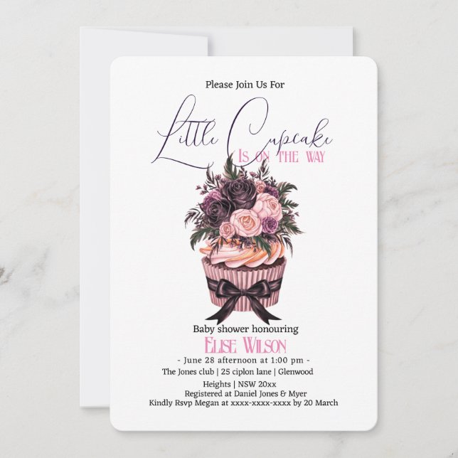 Convites Chá de fraldas de cupcake de aquarela moderna3 (Frente)