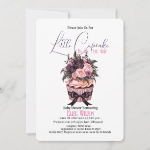Convites Chá de fraldas de cupcake de aquarela moderna3