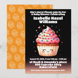 Convites Chá de fraldas de Cupcake de Lâminas