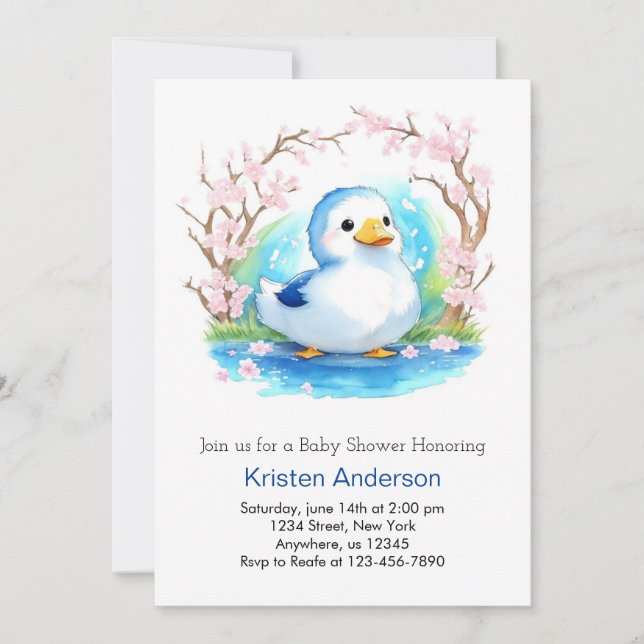 Convites Chá de fraldas de Cute Meadow Boy Duckcolor (Frente)