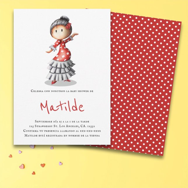 Convites Chá de fraldas de Dançarino Sevillana Flamenco (Criador carregado)