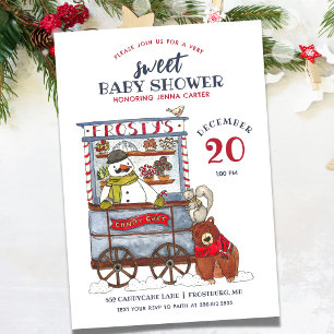 Convites Chá de fraldas de dezembro da Floresta de Neve