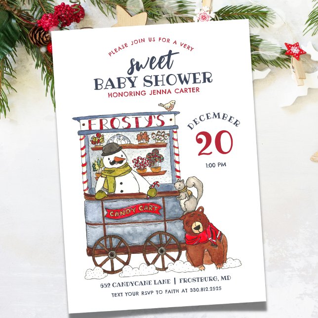 Convites Chá de fraldas de dezembro da Floresta de Neve (Criador carregado)