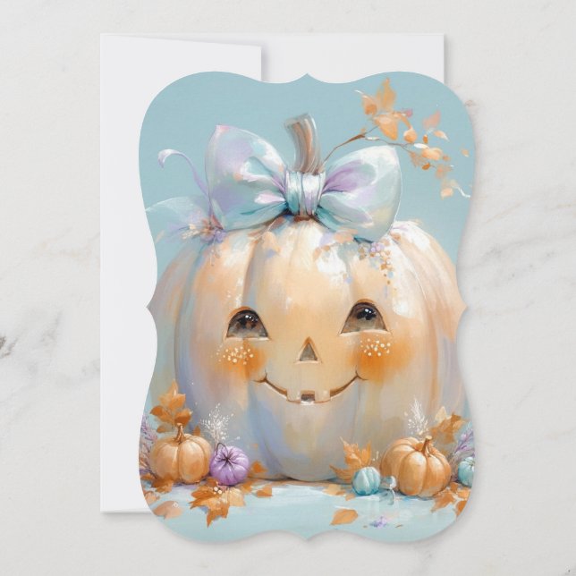 Convites Chá de fraldas de Dia das Bruxas da Abóbora Bonita (Verso)