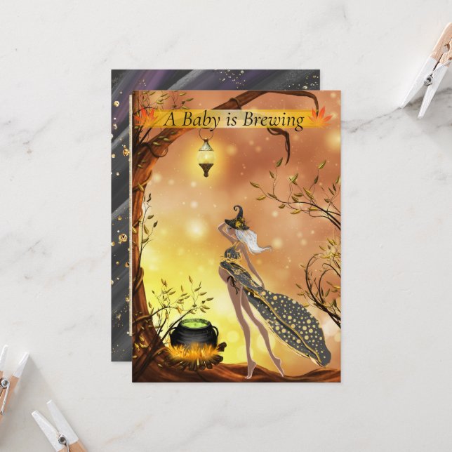 Convites Chá de fraldas de Dia das Bruxas da América Africa (Frente/Verso In Situ)