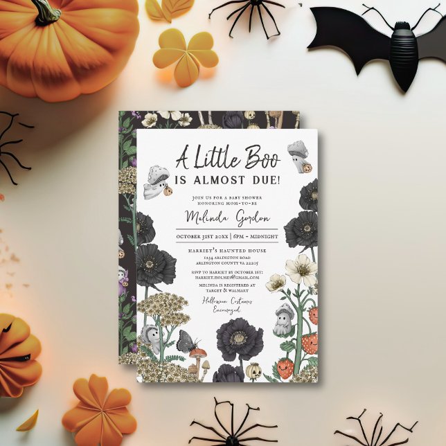 Convites Chá de fraldas de Dia das Bruxas de Fantasmas de C (A Little Boo is Almost Due Halloween Baby Shower Invitations)