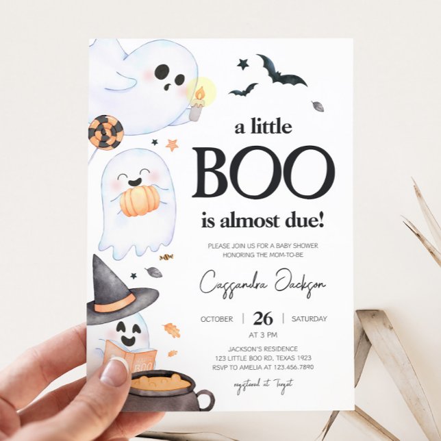 Convites Chá de fraldas de Dia das Bruxas de Orange Little  (Orange Little Boo Baby Shower Invitation )
