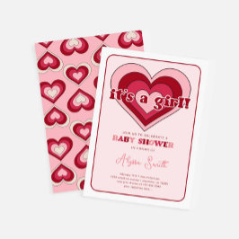 Convites Chá de fraldas de Dias de os namorados Rosa