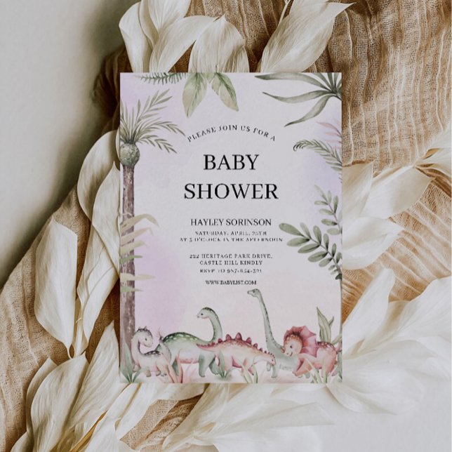 Convites Chá de fraldas de Dinossauro de Casamento (Wedding Dinosaur Baby Shower Invitation)