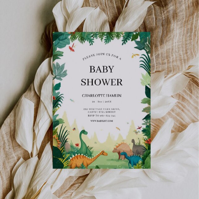 Convites Chá de fraldas de Dinossauro de Casamento (Wedding Dinosaur Baby Shower Invitation)