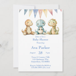 Convites Chá de fraldas de Dinossauros e Amigos