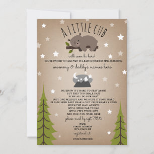 Convites Chá de fraldas de Distância Social - Urso Brown