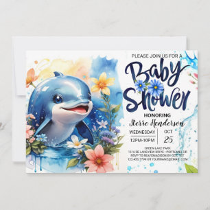 Convites Chá de fraldas de Dolphin Boy editável