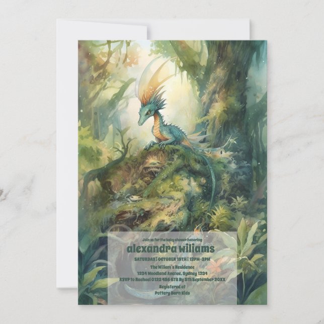 Convites Chá de fraldas de Dragão Místico Magístico (Frente)