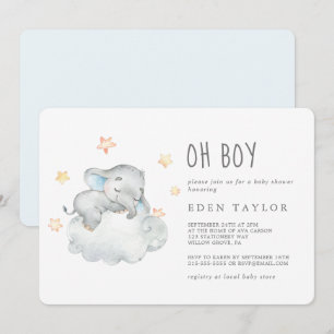 Convites Chá de fraldas de Elefante Adormecido