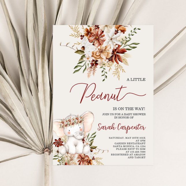 Convites Chá de fraldas de Elefante Boho (Criador carregado)