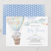 Chá de fraldas de Elefante Cónico de Balão Azul