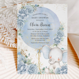 Convites Chá de fraldas de Elefante de Balão Floral Suave A