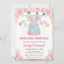 Chá de fraldas de Elefante de Circo Rosa de Aquare