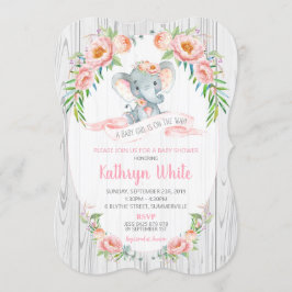 Convites Chá de fraldas de Elefante Floral Boho