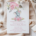 Convites Chá de fraldas de Elefante Fofo Rosa Bebê<br><div class="desc">Personalize este convite de chá de fraldas floral de elefante para uma menina fofa com a sua própria redação, de forma fácil e rápida. Basta clicar no botão Editar usando ferramentas de Design para editar o texto, o texto, o estilo da fonte, o tamanho da fonte, a cor da fonte,...</div>