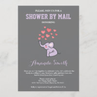 Chá de fraldas de elefante por Mail Purple e Cinza