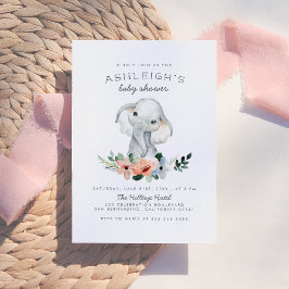 Convites Chá de fraldas de Elefante Russo Floral Cute Rosa