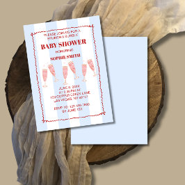 Convites Chá de fraldas de embutido e borda azul retroativa