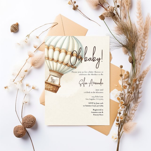 Convites Chá de fraldas de Enfermeiro do Teddy Bear Boho (Criador carregado)