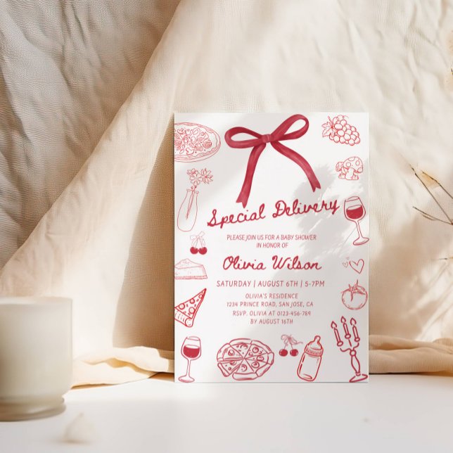 Convites Chá de fraldas de Entrega Especial - Partido Tema  (Criador carregado)