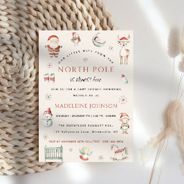 Convites Chá de fraldas de Entrega Expressa de Natal do Pol