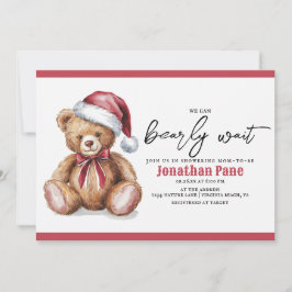 Convites Chá de fraldas de Espera de Aquarela de Bear Natal