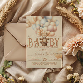 Convites Chá de fraldas de Espera de Balões de Urso de Tedd