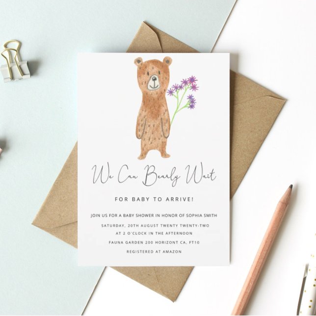 Convites Chá de fraldas de espera de ursinho (Criador carregado)