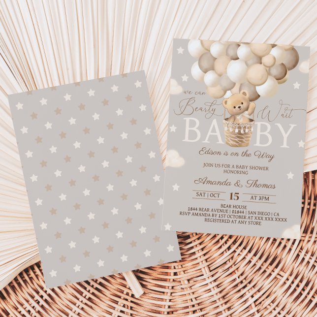 Convites Chá de fraldas de Espera do Balão de Ar Quente (Criador carregado)