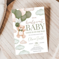 Chá de fraldas de Espera do Balão de Urso Verde