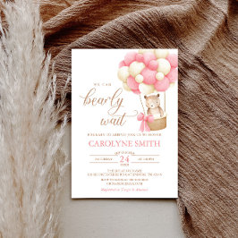 Convites Chá de fraldas de Espera do Balão Rosa do Urso Ted