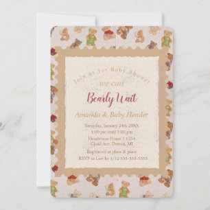 Convites Chá de fraldas de Espera do Urso de Teddy