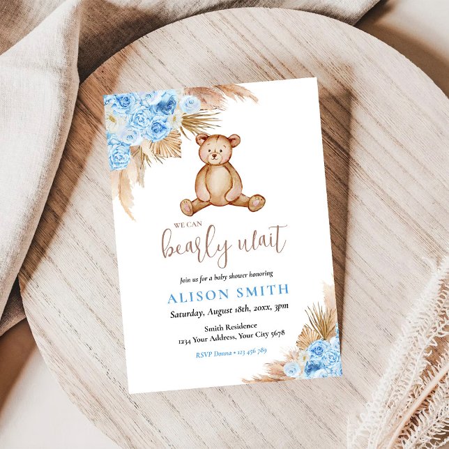 Convites Chá de fraldas De Espera Do Urso De Teddy (Criador carregado)