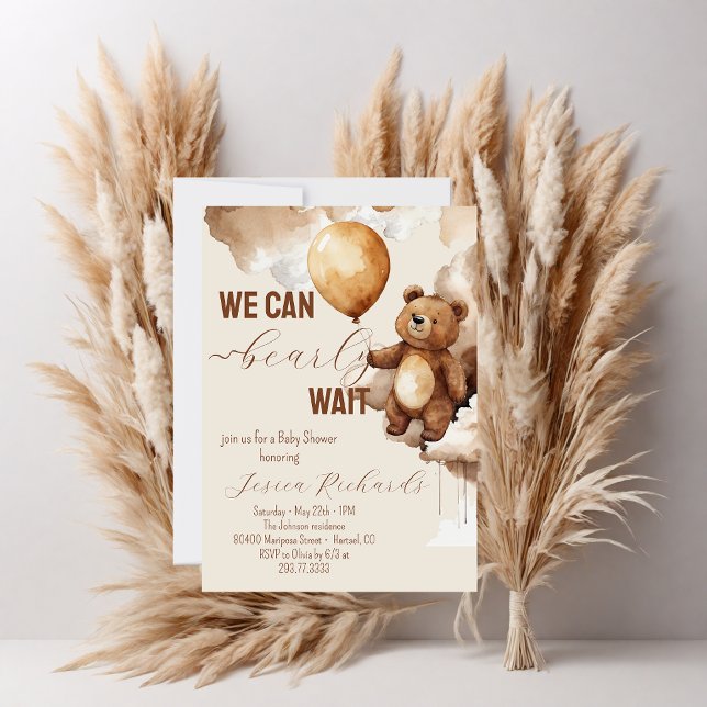 Convites Chá de fraldas de Espera do Urso dos Balões (Criador carregado)